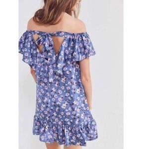Kimchi Blue Floral Ruffle Off Shoulder Dress